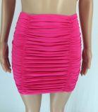Women Strapless Pleated Crop Top and Bodycon Skirt Two-Piece Set