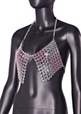 Women ColorBlock Gemstone Sexy Backless Crop Top