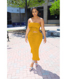 Women Sexy Wrap Backless Backless Crop Top and Skirt Two-Piece Set