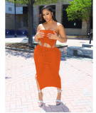 Women Sexy Wrap Backless Backless Crop Top and Skirt Two-Piece Set