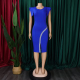 Women Summer Short Sleeve Bodycon Split Dress