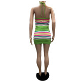 Women Backless Halter Neck Top and skirt two piece set