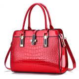 Autumn and Winter Fashion Bright Leather Handbag Large Capacity Crocodile Pattern Shoulder Messenger Bag