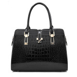 Autumn and Winter Fashion Bright Leather Handbag Large Capacity Crocodile Pattern Shoulder Messenger Bag