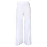 Ladies Summer Fashion Chic Pleated Pants High Waist Wide Leg Pants