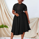 Plus Size Women's Summer Chic Elegant Oversized A-Line Short Sleeve Dress