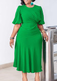 Women's Summer Chic Elegant Solid Plus Size Dress