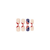 French style American red and blue collocation Xingxingjuezi wearing nails false nails