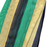 Women's summer short-sleeved striped color-block slit dress