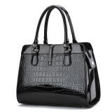 Autumn and Winter Fashion Bright Leather Handbag Large Capacity Crocodile Pattern Shoulder Messenger Bag