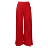 Ladies Summer Fashion Chic Pleated Pants High Waist Wide Leg Pants