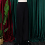 Ladies Summer Fashion Chic Pleated Pants High Waist Wide Leg Pants