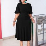 Women's Summer Chic Elegant Solid Plus Size Dress