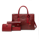 women's autumn and winter multi-piece set fashion women's bag popular crocodile pattern ladies shoulder handbag