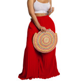 Ladies Summer Fashion Chic Pleated Pants High Waist Wide Leg Pants