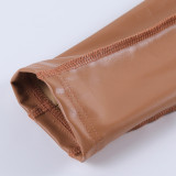 short coat women's spring long-sleeved ultra-short zipper leather coat