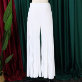 Ladies Summer Fashion Chic Pleated Pants High Waist Wide Leg Pants