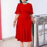 Women's Summer Chic Elegant Solid Plus Size Dress