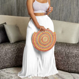 Ladies Summer Fashion Chic Pleated Pants High Waist Wide Leg Pants