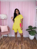 Women's Fashion Casual Spring Summer Pocket Slit Top Shorts Two-Piece Set