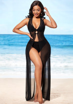 Smr1 Sexy Fashion Sleeveless Slit Mesh Women's Beach Dress