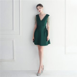 Women Elegant Beaded Mini Evening Dress