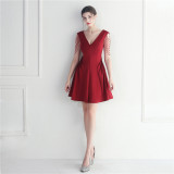 Women Elegant Beaded Mini Evening Dress