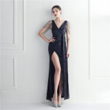 Women Elegant Beaded Evening Maxi Mermaid Evening Dress