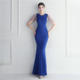 Women Elegant Beaded Evening Maxi Mermaid Evening Dress