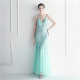 Plus Size Women Sequined Formal Party Maxi Evening Dress