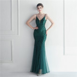 Plus Size Women Sequined Formal Party Maxi Evening Dress