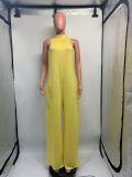 Women Solid Wide Leg Sleeveless Jumpsuit