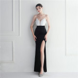 Women Velvet Sequined Annual Meeting Maxi Mermaid Evening Dress