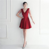 Women Elegant Beaded Mini Evening Dress