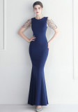 Women Elegant Beaded Evening Maxi Mermaid Evening Dress