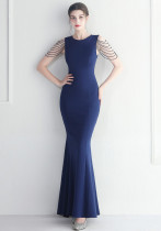 Women Elegant Beaded Evening Maxi Mermaid Evening Dress Women Elegant Beaded Evening Maxi Mermaid Evening Dress