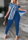 Printed Plus Size Contrasting Slash Shoulder Multicolor Slim Fit Short Sleeve Slim Fit Plus Size Set