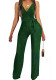 Fashion Casual Women's Silver Silk Three-piece V-neck Sleeveless Wide Leg Slim Jumpsuit