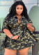 Spring Summer Loose Digital Printing Button Up Cardigan Half-Sleeve Open Pocket Belt Dress Jacket