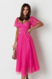 Sexy short-sleeved lace dress summer Low Back Slim Waist dress