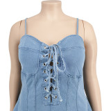 Plus Size Women's Spring Sexy Sleeveless Denim Dress