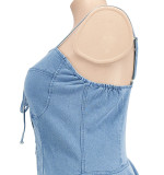 Plus Size Women's Spring Sexy Sleeveless Denim Dress