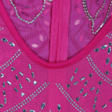 Women Sexy Beaded Tassel See-Through Bodycon Dress