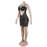 Women Sexy Beaded Tassel See-Through Bodycon Dress
