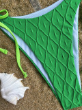 Women Bikini Solid Backless Lace-Up Swimsuit