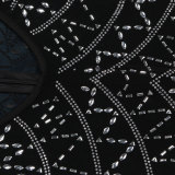 Women Sexy Beaded Tassel See-Through Bodycon Dress