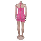 Women Sexy Beaded Tassel See-Through Bodycon Dress