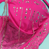 Women Sexy Beaded Tassel See-Through Bodycon Dress