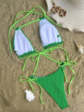 Women Bikini Solid Backless Lace-Up Swimsuit