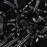 Women Sexy Beaded Tassel See-Through Bodycon Dress